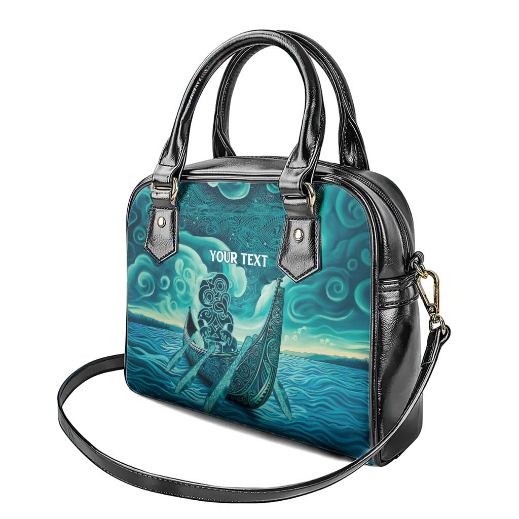Personalised New Zealand Waitangi Day Shoulder Handbag Hei Tiki With Maori Waka - Whakarare Pattern