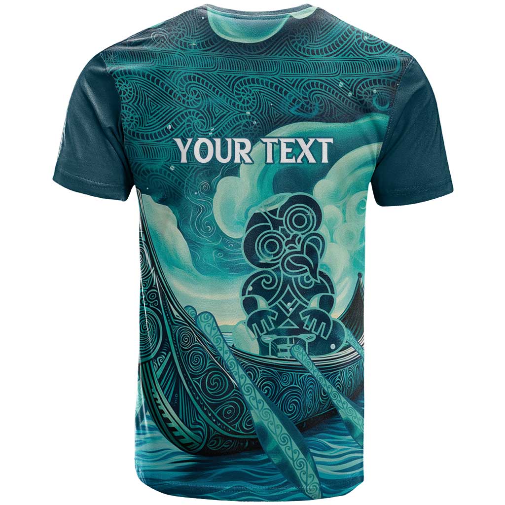 Personalised New Zealand Waitangi Day T Shirt Hei Tiki With Maori Waka - Whakarare Pattern LT14 - Polynesian Pride