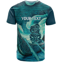 Personalised New Zealand Waitangi Day T Shirt Hei Tiki With Maori Waka - Whakarare Pattern LT14 - Polynesian Pride