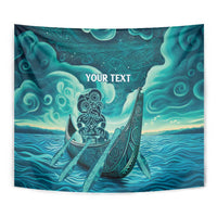 Personalised New Zealand Waitangi Day Tapestry Hei Tiki With Maori Waka - Whakarare Pattern LT14 - Polynesian Pride