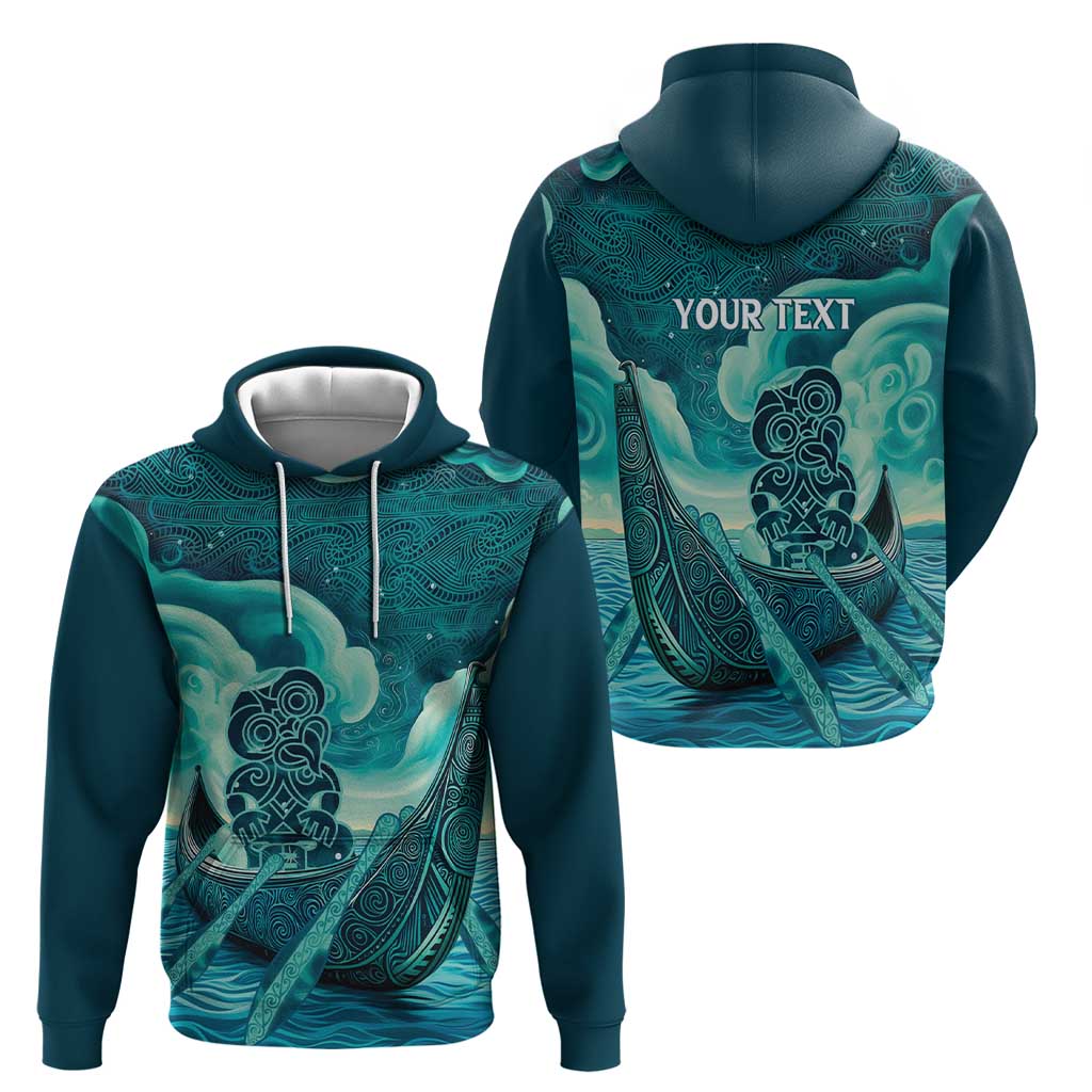 Personalised New Zealand Waitangi Day Zip Hoodie Hei Tiki With Maori Waka - Whakarare Pattern LT14 - Polynesian Pride