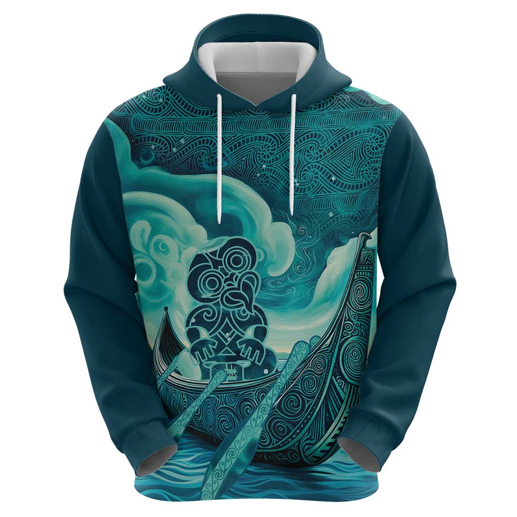 Personalised New Zealand Waitangi Day Zip Hoodie Hei Tiki With Maori Waka - Whakarare Pattern LT14 - Polynesian Pride