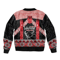Toitu Te Tiriti O Waitangi Bomber Jacket Maori Wharenui With Taniko Motifs