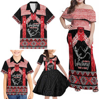 Toitu Te Tiriti O Waitangi Family Matching Off Shoulder Maxi Dress and Hawaiian Shirt Maori Wharenui With Taniko Motifs LT14 - Polynesian Pride