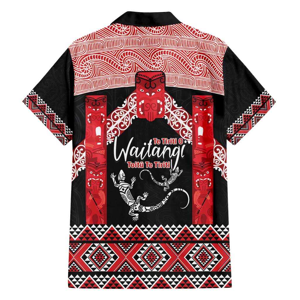 Toitu Te Tiriti O Waitangi Family Matching Off Shoulder Short Dress and Hawaiian Shirt Maori Wharenui With Taniko Motifs LT14 - Polynesian Pride