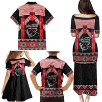 Toitu Te Tiriti O Waitangi Family Matching Puletasi and Hawaiian Shirt Maori Wharenui With Taniko Motifs LT14 - Polynesian Pride