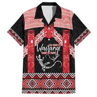 Toitu Te Tiriti O Waitangi Family Matching Tank Maxi Dress and Hawaiian Shirt Maori Wharenui With Taniko Motifs LT14 Dad's Shirt - Short Sleeve Red - Polynesian Pride