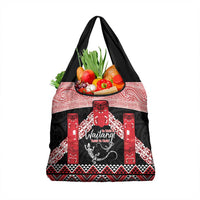 Toitu Te Tiriti O Waitangi Grocery Bag Maori Wharenui With Taniko Motifs LT14 1-pack One Size Red - Polynesian Pride