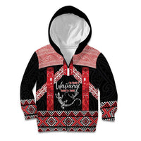 Toitu Te Tiriti O Waitangi Kid Hoodie Maori Wharenui With Taniko Motifs LT14 Zip Hoodie Red - Polynesian Pride