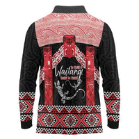 Toitu Te Tiriti O Waitangi Long Sleeve Polo Shirt Maori Wharenui With Taniko Motifs LT14 - Polynesian Pride