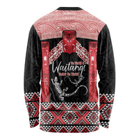 Toitu Te Tiriti O Waitangi Long Sleeve Shirt Maori Wharenui With Taniko Motifs LT14 - Polynesian Pride