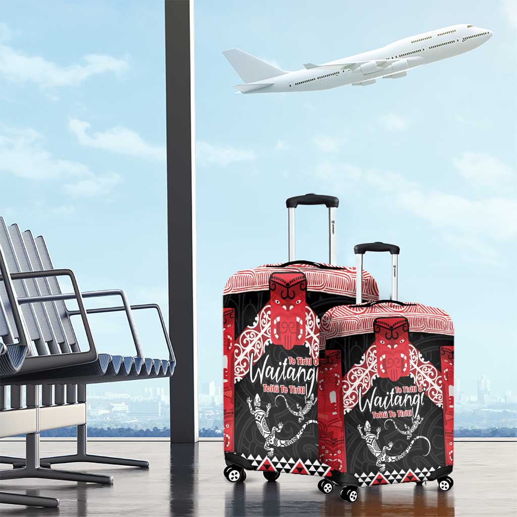 Toitu Te Tiriti O Waitangi Luggage Cover Maori Wharenui With Taniko Motifs LT14 - Polynesian Pride