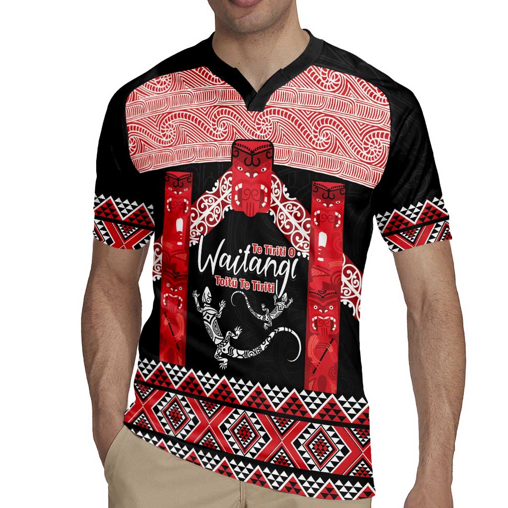 Toitu Te Tiriti O Waitangi Rugby Jersey Maori Wharenui With Taniko Motifs LT14 - Polynesian Pride