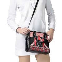 Toitu Te Tiriti O Waitangi Shoulder Handbag Maori Wharenui With Taniko Motifs