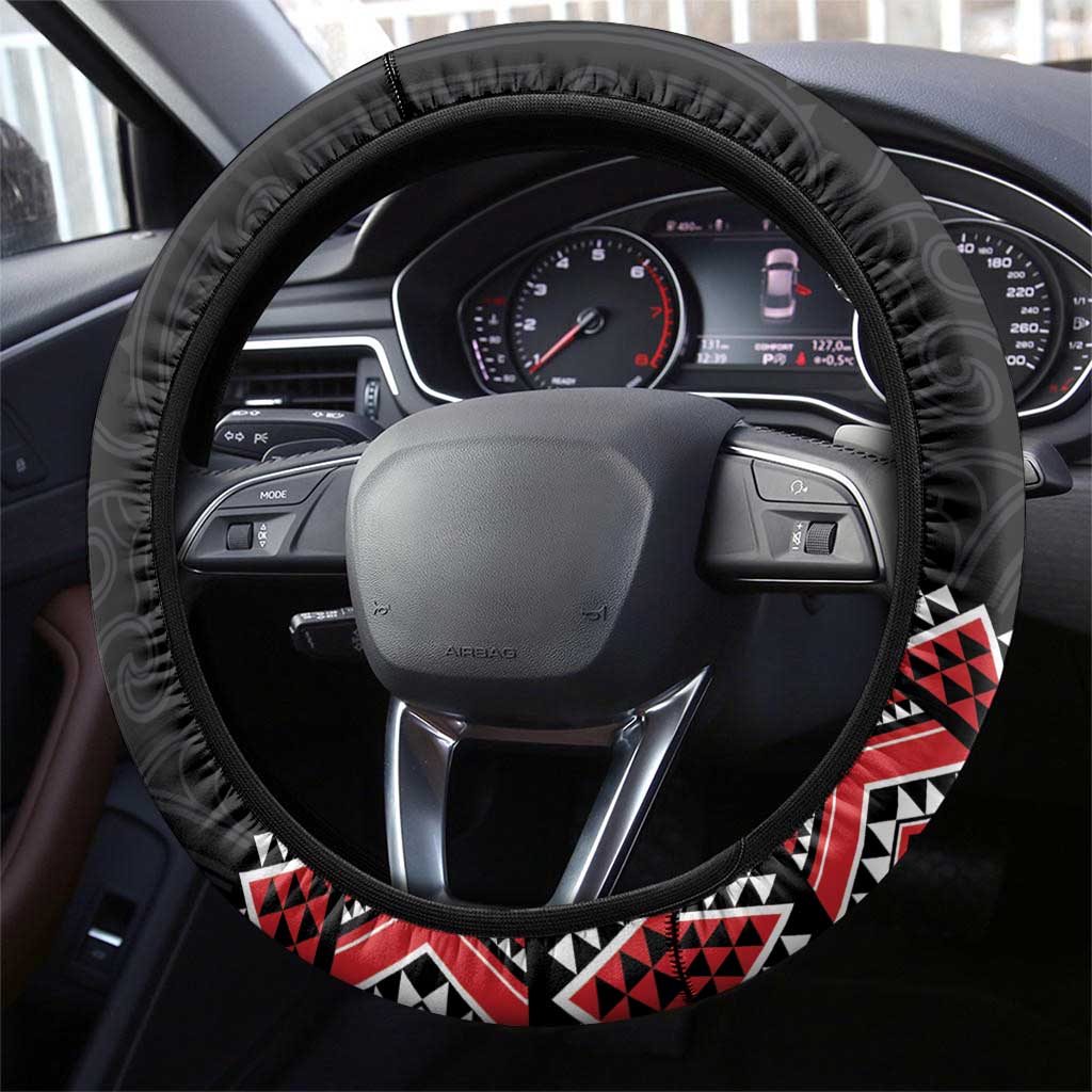Toitu Te Tiriti O Waitangi Steering Wheel Cover Maori Wharenui With Taniko Motifs LT14 - Polynesian Pride