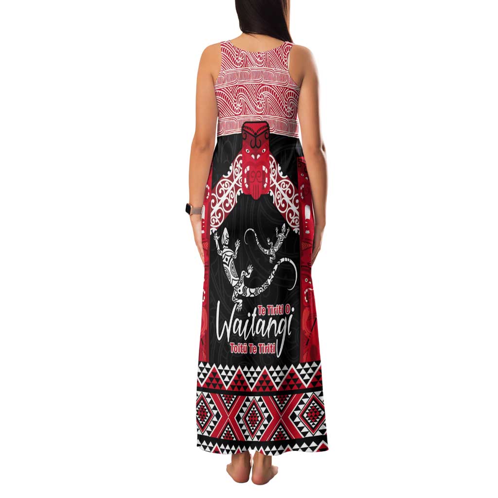 Toitu Te Tiriti O Waitangi Tank Maxi Dress Maori Wharenui With Taniko Motifs LT14 - Polynesian Pride