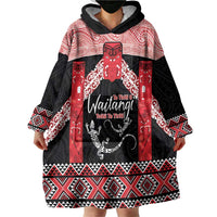 Toitu Te Tiriti O Waitangi Wearable Blanket Hoodie Maori Wharenui With Taniko Motifs LT14 - Polynesian Pride