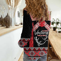 Toitu Te Tiriti O Waitangi Women Casual Shirt Maori Wharenui With Taniko Motifs LT14 - Polynesian Pride