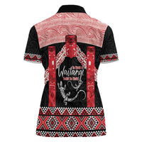 Toitu Te Tiriti O Waitangi Women Polo Shirt Maori Wharenui With Taniko Motifs LT14 - Polynesian Pride