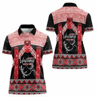 Toitu Te Tiriti O Waitangi Women Polo Shirt Maori Wharenui With Taniko Motifs LT14 - Polynesian Pride