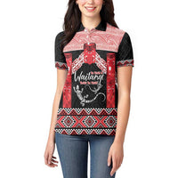 Toitu Te Tiriti O Waitangi Women Polo Shirt Maori Wharenui With Taniko Motifs LT14 - Polynesian Pride