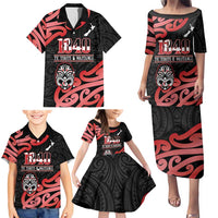 New Zealand 1840 Waitangi Day Family Matching Puletasi and Hawaiian Shirt Aotearoa Haka Mask - Red Version LT14 - Polynesian Pride