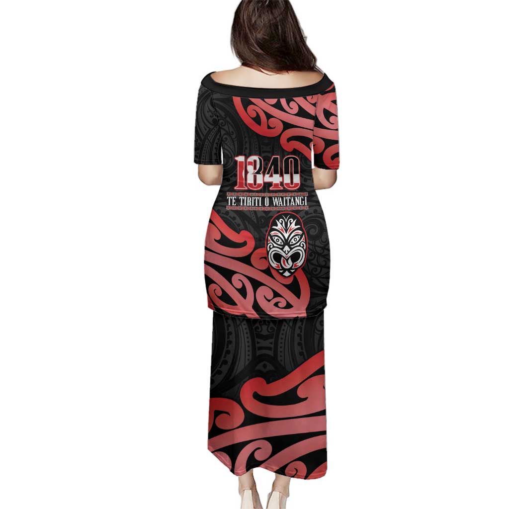 New Zealand 1840 Waitangi Day Family Matching Puletasi and Hawaiian Shirt Aotearoa Haka Mask - Red Version LT14 - Polynesian Pride