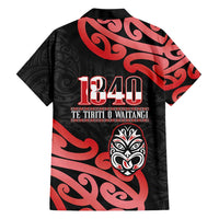 New Zealand 1840 Waitangi Day Family Matching Short Sleeve Bodycon Dress and Hawaiian Shirt Aotearoa Haka Mask - Red Version LT14 - Polynesian Pride