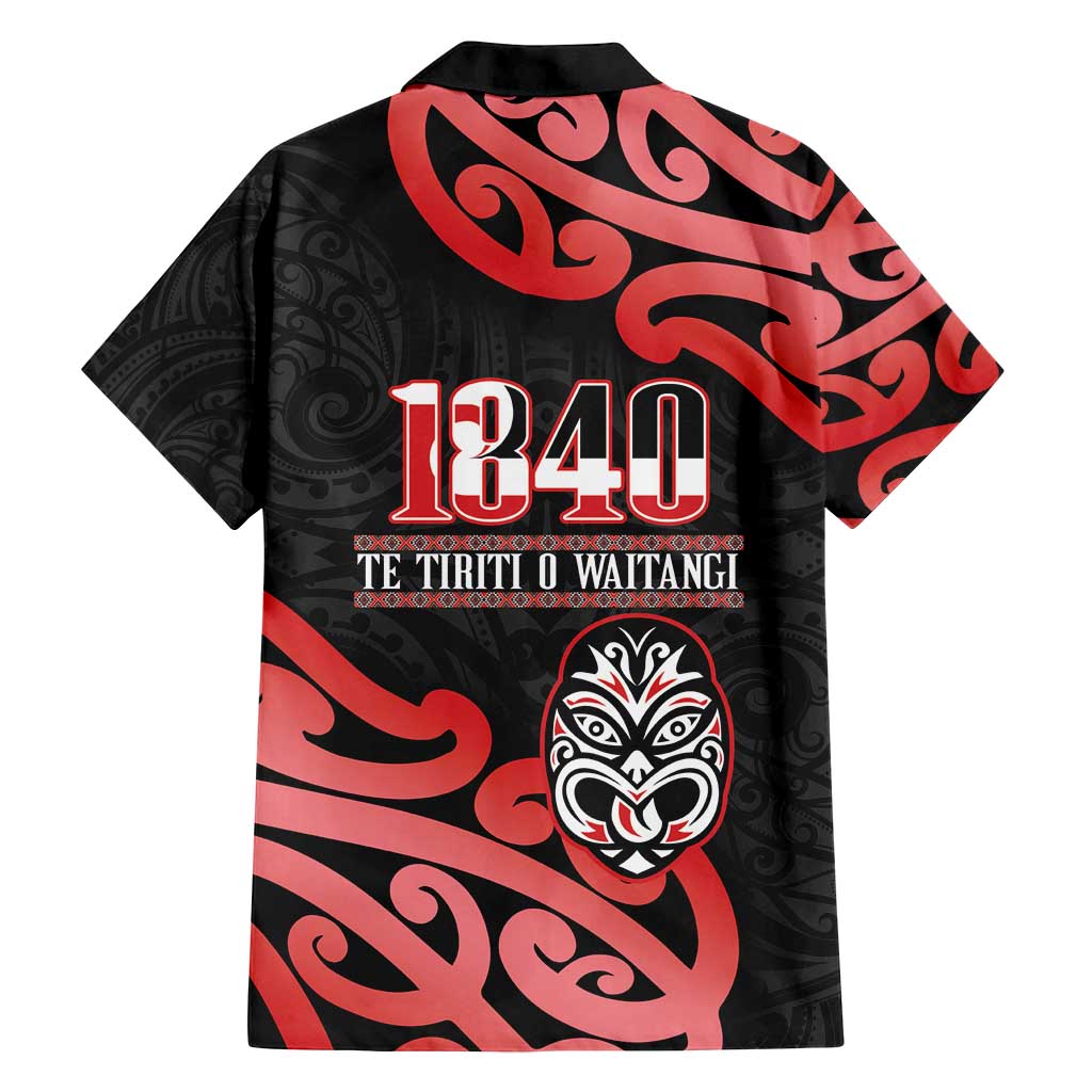 New Zealand 1840 Waitangi Day Family Matching Summer Maxi Dress and Hawaiian Shirt Aotearoa Haka Mask - Red Version LT14 - Polynesian Pride