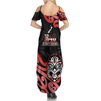 New Zealand 1840 Waitangi Day Family Matching Summer Maxi Dress and Hawaiian Shirt Aotearoa Haka Mask - Red Version LT14 - Polynesian Pride