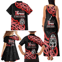 New Zealand 1840 Waitangi Day Family Matching Tank Maxi Dress and Hawaiian Shirt Aotearoa Haka Mask - Red Version LT14 - Polynesian Pride