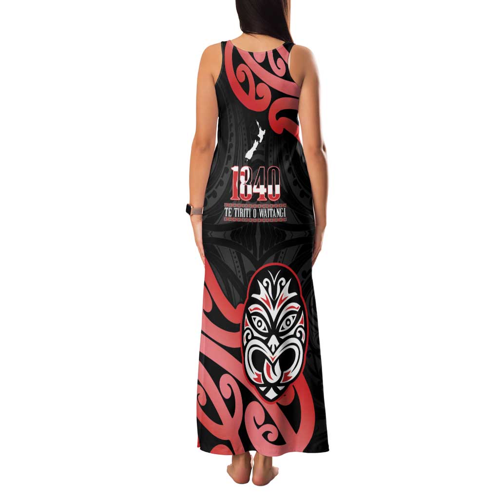 New Zealand 1840 Waitangi Day Family Matching Tank Maxi Dress and Hawaiian Shirt Aotearoa Haka Mask - Red Version LT14 - Polynesian Pride