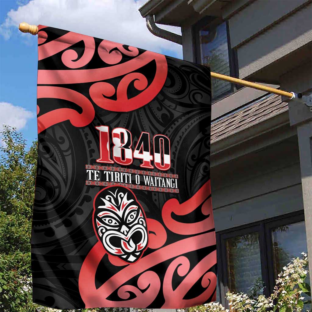 New Zealand 1840 Waitangi Day Garden Flag Aotearoa Haka Mask - Red Version LT14 - Polynesian Pride