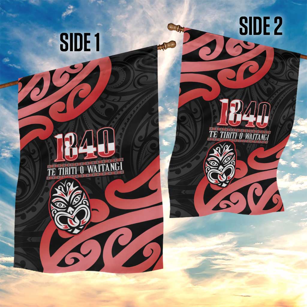 New Zealand 1840 Waitangi Day Garden Flag Aotearoa Haka Mask - Red Version LT14 - Polynesian Pride