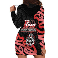 New Zealand 1840 Waitangi Day Hoodie Dress Aotearoa Haka Mask - Red Version LT14 - Polynesian Pride
