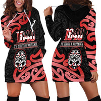 New Zealand 1840 Waitangi Day Hoodie Dress Aotearoa Haka Mask - Red Version LT14 - Polynesian Pride