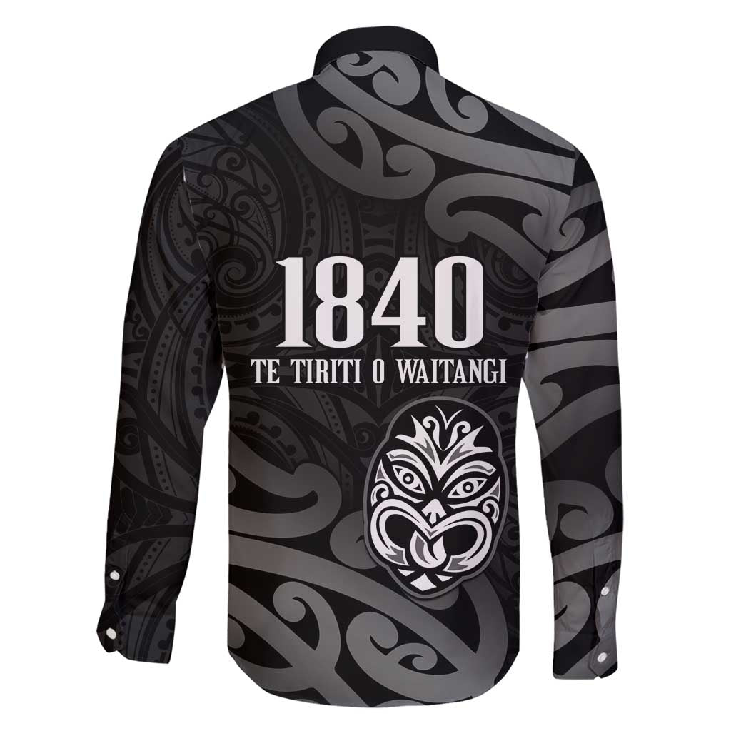 New Zealand 1840 Waitangi Day Family Matching Short Sleeve Bodycon Dress and Hawaiian Shirt Aotearoa Haka Mask - Black Version LT14 - Polynesian Pride