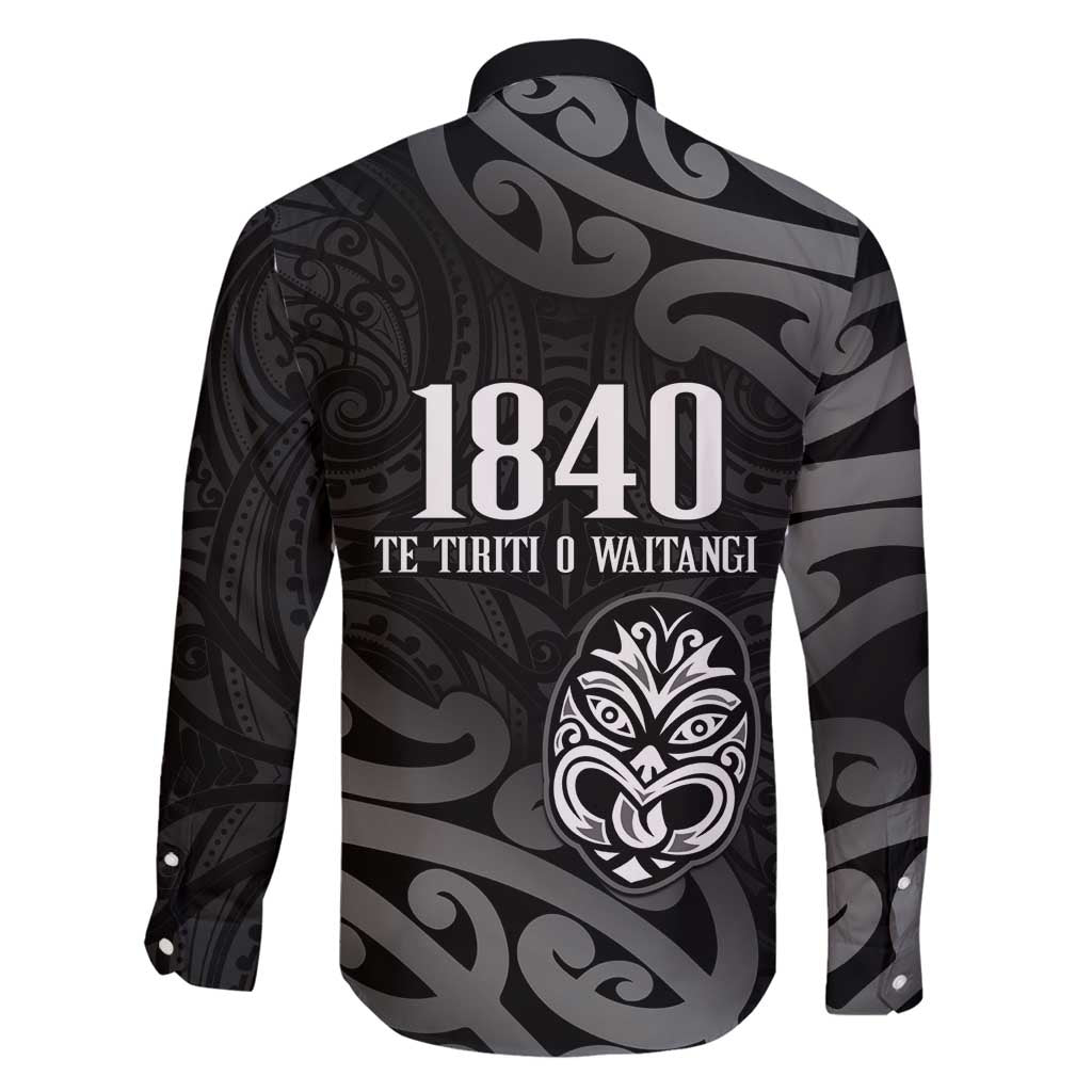 New Zealand 1840 Waitangi Day Family Matching Summer Maxi Dress and Hawaiian Shirt Aotearoa Haka Mask - Black Version LT14 - Polynesian Pride