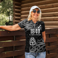 New Zealand 1840 Waitangi Day Women Polo Shirt Aotearoa Haka Mask - Black Version LT14 - Polynesian Pride