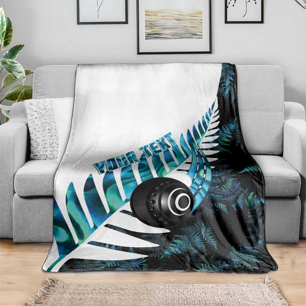 New Zealand Lawn Bowls Custom Blanket Aotearoa Silver Fern Paua Shell - Polynesian Pride