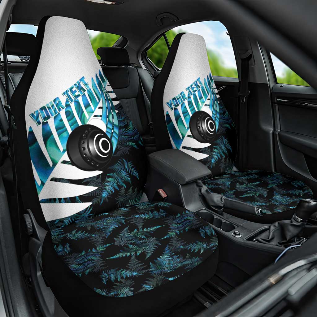 New Zealand Lawn Bowls Custom Car Seat Cover Aotearoa Silver Fern Paua Shell LT14 One Size Black - Polynesian Pride