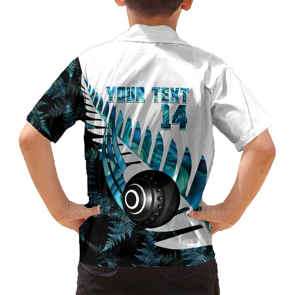 New Zealand Lawn Bowls Custom Family Matching Long Sleeve Bodycon Dress and Hawaiian Shirt Aotearoa Silver Fern Paua Shell LT14 - Polynesian Pride
