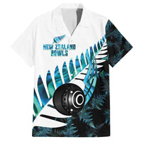 New Zealand Lawn Bowls Custom Family Matching Puletasi and Hawaiian Shirt Aotearoa Silver Fern Paua Shell LT14 Dad's Shirt - Short Sleeve Black - Polynesian Pride
