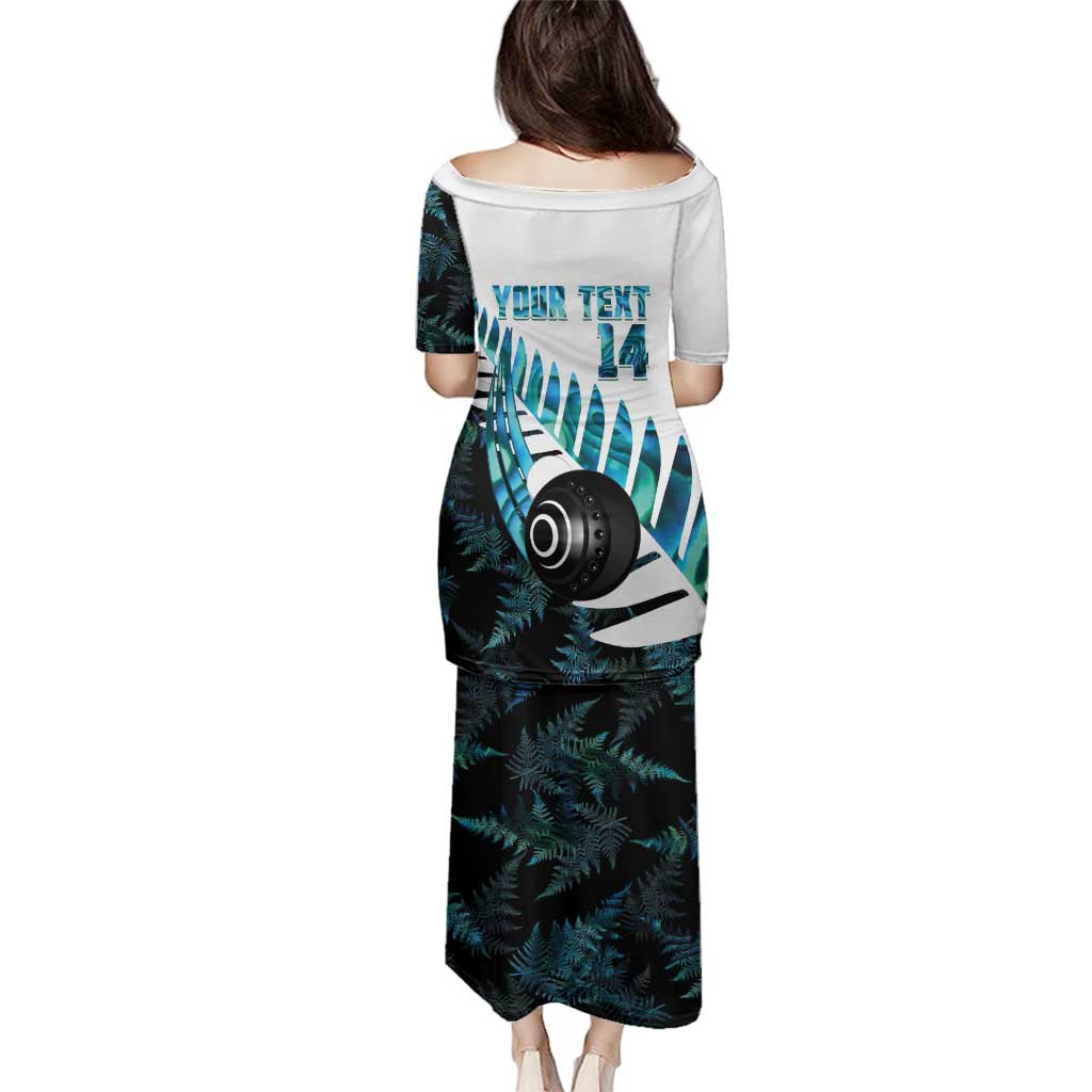 New Zealand Lawn Bowls Custom Family Matching Puletasi and Hawaiian Shirt Aotearoa Silver Fern Paua Shell LT14 - Polynesian Pride