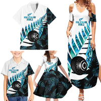 New Zealand Lawn Bowls Custom Family Matching Summer Maxi Dress and Hawaiian Shirt Aotearoa Silver Fern Paua Shell LT14 - Polynesian Pride