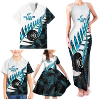 New Zealand Lawn Bowls Custom Family Matching Tank Maxi Dress and Hawaiian Shirt Aotearoa Silver Fern Paua Shell LT14 - Polynesian Pride
