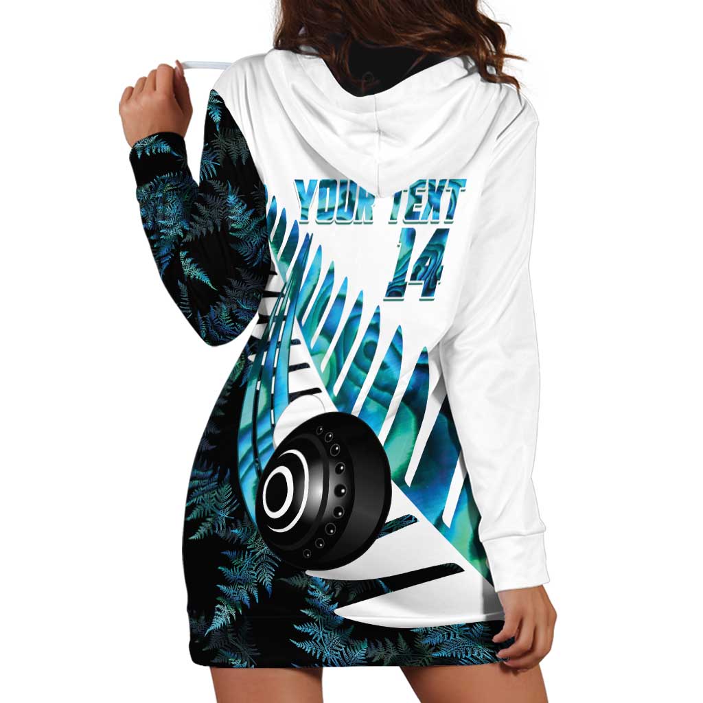 New Zealand Lawn Bowls Custom Hoodie Dress Aotearoa Silver Fern Paua Shell LT14 - Polynesian Pride