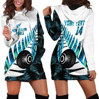 New Zealand Lawn Bowls Custom Hoodie Dress Aotearoa Silver Fern Paua Shell LT14 - Polynesian Pride