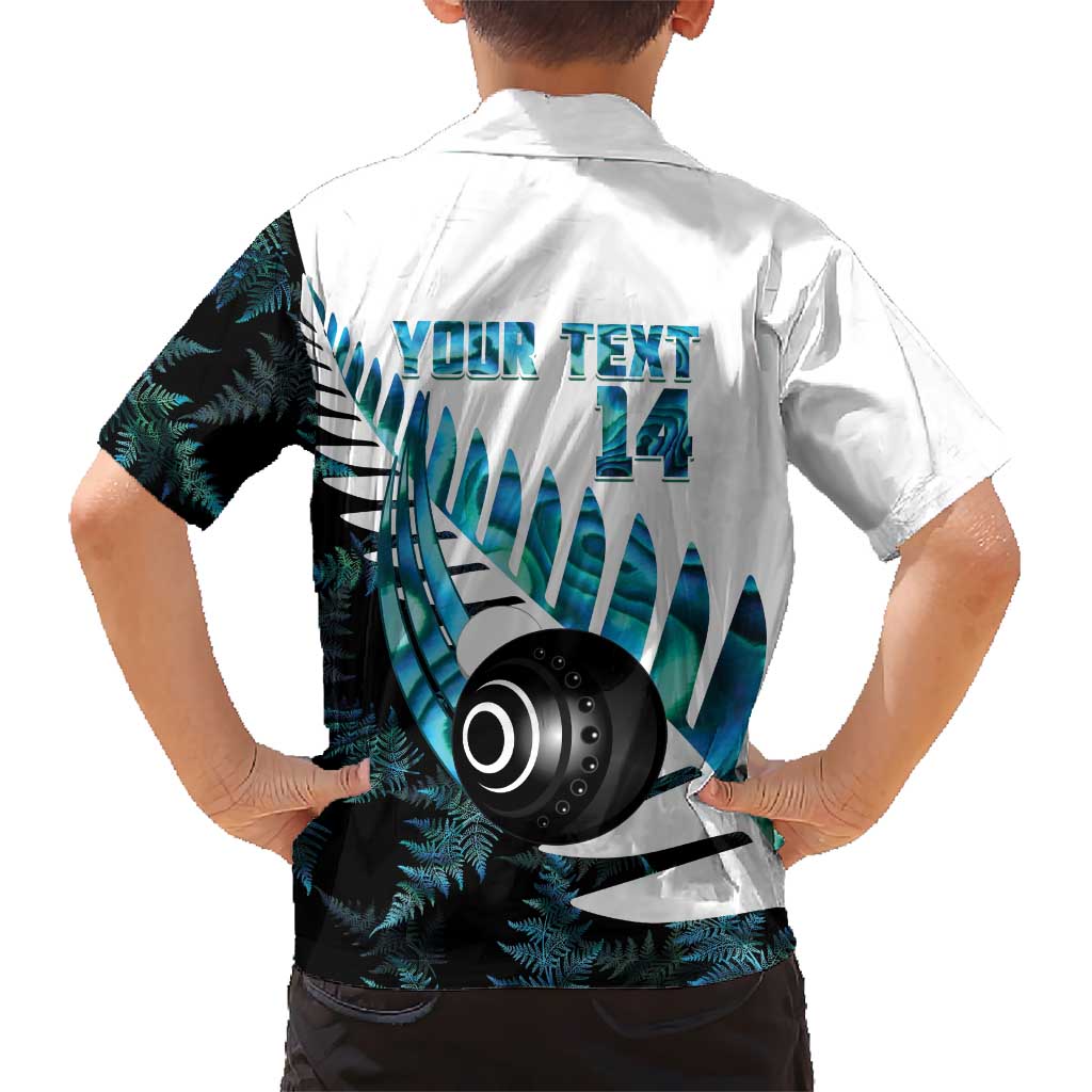 New Zealand Lawn Bowls Custom Kid Hawaiian Shirt Aotearoa Silver Fern Paua Shell LT14 - Polynesian Pride