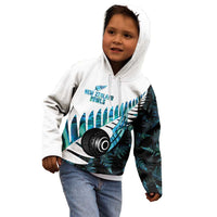 New Zealand Lawn Bowls Custom Kid Hoodie Aotearoa Silver Fern Paua Shell LT14 - Polynesian Pride
